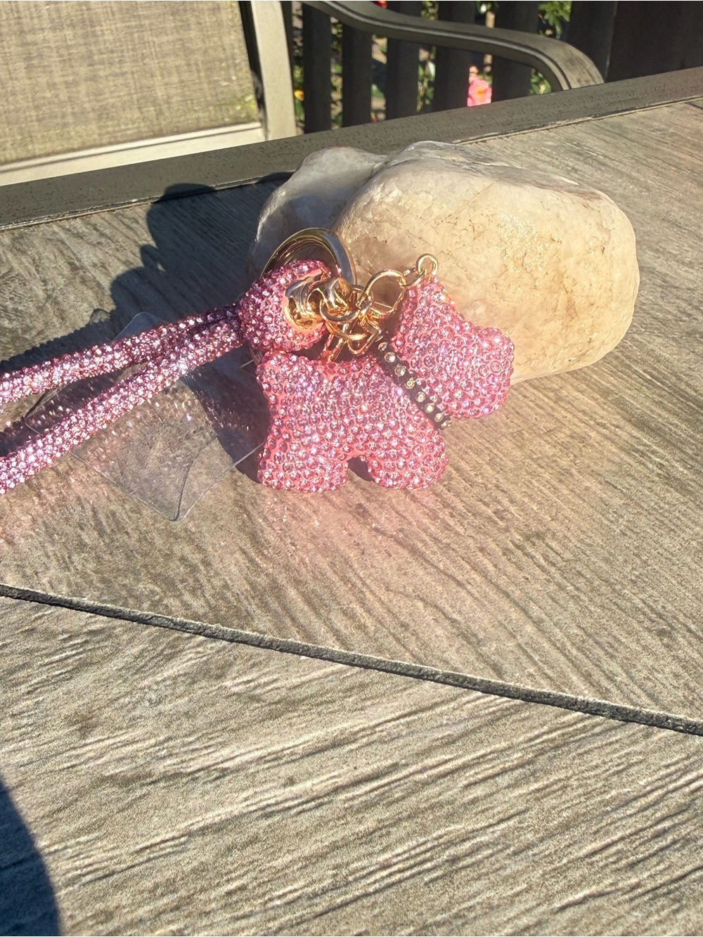 NWT Pink rhinestone French Bulldog keychain and bag charm Lanyard Phone Holder - Picture 4 of 6